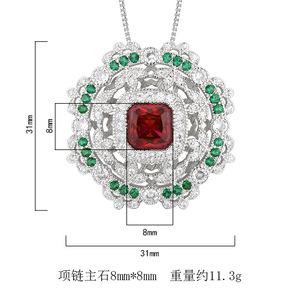 Ciondolo <span class=keywords><strong>di</strong></span> lusso a forma <span class=keywords><strong>di</strong></span> fiore Nano <span class=keywords><strong>di</strong></span> colore rosso <span class=keywords><strong>sangue</strong></span> e verde <span class=keywords><strong>di</strong></span> alta qualità per gioielli alla moda - Product Image 4