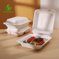 Contenants alimentaires en bagasse écologiques, résistants à la graisse et compatibles micro-ondes, boîtes à clapet en bagasse, boîtes à emporter jetables