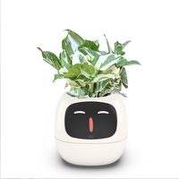 Pot de fleurs absorbant l'eau automatiquement Capteur IA Pot de fleurs numérique pour animaux de compagnie Mini pot de fleurs en plastique Bureau Intelligent Planteur intelligent