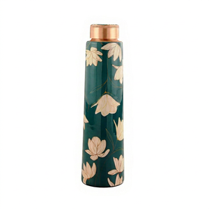 Copper <b>Water</b> <b>Bottle</b> for Office and Gym with Spill Proof Design and Health Benefits Floral Pattern <b>Metal</b> <b>Water</b> <b>Bottle</b> - Product Image 1