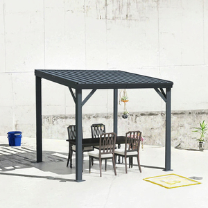Linya Portable Upgrade Lean Wall-Mounted Modern Outdoor Furniture Gazebo Hardtop Galvanized Steel Sloping <b>Roof</b> <b>Canopy</b> Pergola - Product Image 3