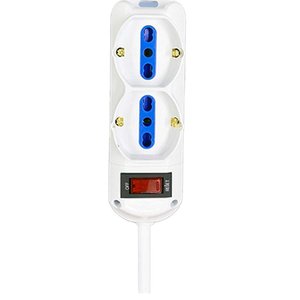 Ciabatta a 6 vie con 4 prese 10A/16A e 2 prese Schuko 10A spina e interruttore cavo 1.5m certificato ETL per uso domestico