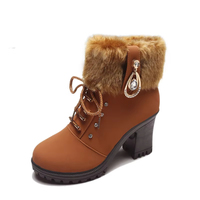 2024 automne et hiver nouveau talon épais bottines côté fermeture éclair mode bottes à talons hauts en peluche bottes chaudes femmes
