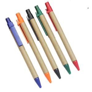 ECOフレンドリーボールボールペンブラウン紙黒インク印刷ロゴ受け入れ - Product Image 1