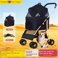 Poussette pour animaux de compagnie pliable à 4 roues en acier au carbone pour chiens et chats, vente en gros d'usine, poussette pour animaux de compagnie, porte-chien avec porte-bébé amovible