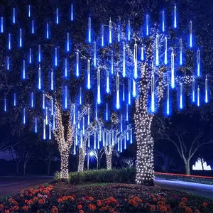 Lampu hujan Led warna-warni, lampu Meteor tabung tahan air 30cm/50/80 untuk taman pohon pernikahan Natal