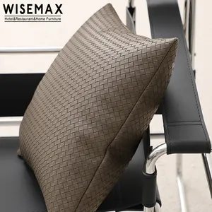 WISEMAX FURNITUREリビングルームレザーソファクッション枕カバーモダンな室内装飾スクエアレザーピローケースクッション