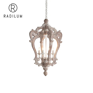Lámpara Colgante de Techo de Madera Francesa Antigua, Estilo Retro de Palacio, con Velas, para Vestíbulo, Dormitorio, Diseño de Lujo, Venta al por Mayor para Proyectos - Product Image 1