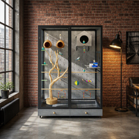 Cage à oiseaux de luxe de grande taille, cage à perroquets en bois, durable, résistante à l'eau, design facile à nettoyer