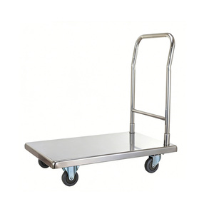 Chariot à plateau robuste en acier inoxydable, chariot à main mobile pour la restauration, le transport en entrepôt - Product Image 2