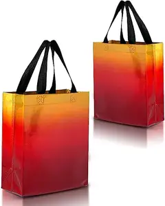 Customized Rainbow Gradient Holographic Coated Bright Laser Non-woven Shopping Promotional Party Gift Bag