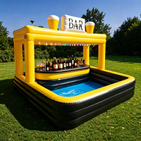 Bar de piscine gonflable commercial exceptionnel, pub gonflable aquatique pour adultes et enfants, idéal pour fêtes, événements et jardins 4,5m x 4,5m