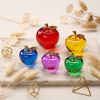 Figurine Pomme Colorée en Cristal K9 Poli et Gravé, Ornement de Bureau, Presse-papiers, Souvenir de Mariage, Coffret Cadeau