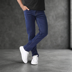 Jeans droits grande taille pour homme, design personnalisé, coton/spandex, adoucissant, couleur résistante à la décoloration, bleu déchiré, poche, mi-hauteur, streetwear rapide - Product Image 3