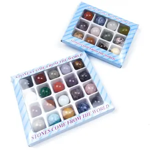 Natural 20mm Gemstones Crystal Ball Reiki Healing Wicca Chakra Stones Sphere set for Gift