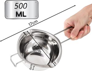 Pot à fondue 500 ml en acier inoxydable 201 poli miroir, écologique, compatible lave-vaisselle, qualité alimentaire, pour la cuisson du chocolat - Product Image 3