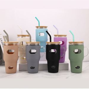 32oz <b>Glass</b> Travel <b>Tumbler</b> With Handle and Silicone Sleeve for Camping Caravan - Product Image 5