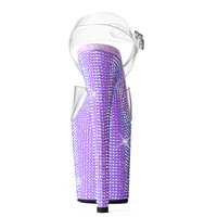 Talons aiguilles sexy de 8 pouces en PVC transparent avec plateforme, décorés de strass, antidérapants et légers pour la danse exotique sur scène