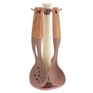 6-Piece Household Kitchen Cooking Utensils Set Spatula Spoon Heat Resistant <b>Silicone</b> Beech Wooden Kitchen <b>Tools</b> Set - Product Image 1
