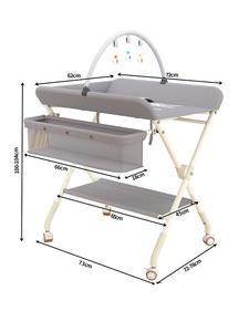 <span class=keywords><strong>Table</strong></span> <span class=keywords><strong>à</strong></span> <span class=keywords><strong>langer</strong></span> pliable et réglable en hauteur avec roulettes et système anti-pincement, ensemble de soins pour nourrissons et post-partum - Product Image 2