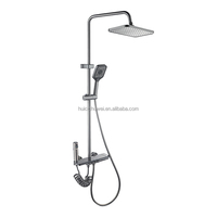 Ensemble de douche mural intelligent de luxe moderne pour salle de bain, avec robinet de douche chaud, système de douche piano en aluminium spatial