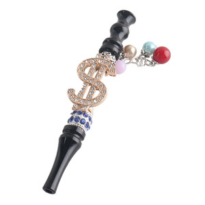 Boquilla de lujo para hookah con diamantes de imitación y signo de dólar, con cuentas coloridas, accesorio portátil para shisha estilo joyería - Product Image 1