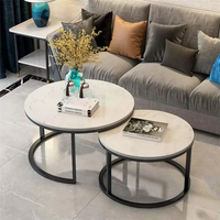 Ensemble de meubles de salon en gros, table basse moderne de luxe simple en marbre et métal