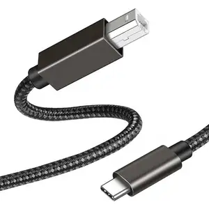 3m USB C至USB B 2.0打印机电缆编织打印机扫描仪适用于爱普生惠普佳能兄弟MacBook Pro三星MIDI电缆