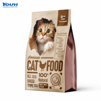 Sac pour nourriture pour chat de qualité alimentaire 250g 500g 1kg avec fermeture éclair refermable, design personnalisé imprimé pour l'emballage de nourriture pour chat