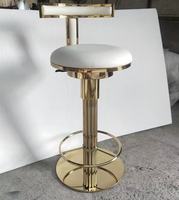 Luxus drehbarer Barhocker T-förmiges Design mit hoher Rückenlehne Edelstahl Messing Zeitgenössischer Stil für Home Bar Hotel Bedroom Mall