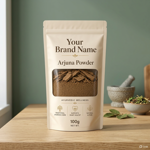 Poudre d'Arjuna 100g de votre marque, qualité alimentaire sauvage, extrait d'herbe ayurvédique naturelle pour le soutien de la santé cardiaque - Product Image 2