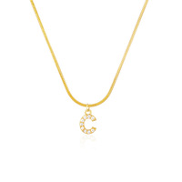 Collier chaîne serpent Hip Hop 1,2 mm avec pendentif alphabet 26 lettres en zircon plaqué or en acier inoxydable réglable transfrontalier