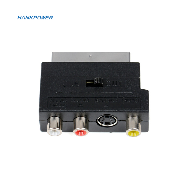 Scart 21Pin Adapter AV Block to 3 RCA Phono Composite S Video with In/out Switch Scart Adaptor AV Block