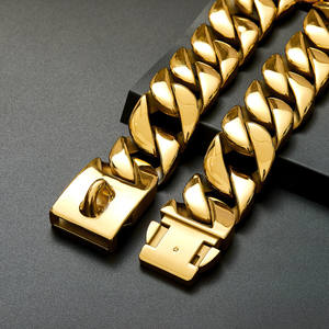 Cadena cubana de acero inoxidable de 18k, placa con nombre, enlace de identificación, cadena para perro - Product Image 2