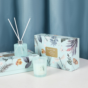 Ensemble de décoration d'intérieur personnalisé DIY - Diffuseur de parfum en rotin, bougie parfumée en cire de soja dans un coffret cadeau élégant, souvenir, vente en gros - Product Image 1