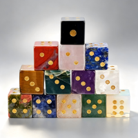 Ensemble de dés carrés de luxe en pierre naturelle gravés avec logo personnalisé Maikevi, lot de 6, pour jeux de marque et cadeaux
