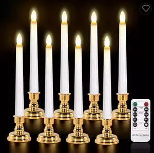 Simulation candleRealistic Plastic Flameless LED Taper Candles with Yellow Flickering Light Battery Operated With Remote Candles