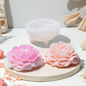 Moldes de silicona para velas de flores, molde de silicona para Fondant, molde de vela de peonía 3D - Product Image 3