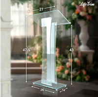 Pupitre en acrylique portable pour églises, pupitre transparent, lutrin, support d'hôtesse, présentation, événements, enseignant