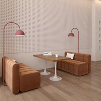 Canapés de style crème de luxe, modernes et haut de gamme en velours pour restaurant, café, table et chaise, canapé de banquette