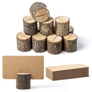12 mini porte-cartes en bois et 24 cartes de placement en kraft, étiquettes alimentaires pour buffet de fête, porte-cartes nominatifs et porte-photos - Product Image 1
