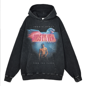 Felpa con Cappuccio Vintage Invernale Unisex (<span class=keywords><strong>Astroworld</strong></span>/Birds Eye View) Stile Hip Hop Streetwear Ecologica Antivento Vestibilità Ampia - Product Image 4