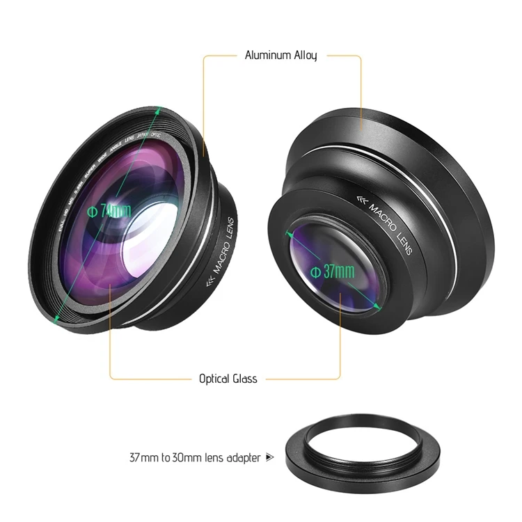 30mm 37mm 0.39X Full HD Wide Angle Macro Lens Accessory for Ordro Andoer Digital Video Camera Camcorder