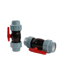 Robinet à boisseau sphérique pour compteur d'eau, double filetage femelle PP 1/2"-4", avec contrôle de pression et de débit PN10