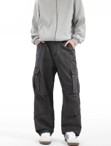 Nuovi <span class=keywords><strong>pantaloni</strong></span> <span class=keywords><strong>Cargo</strong></span> Multi-tasche da <span class=keywords><strong>uomo</strong></span> Outdoor <span class=keywords><strong>larghi</strong></span> Casual a gamba larga da esterno tinta unita dritta - Product Image 2