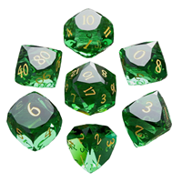 Ensemble de dés polyédriques carrés en verre K9 personnalisables de 16 mm (7 pièces) pour D&D |   Boîte cadeau bleu saphir avec design latéral