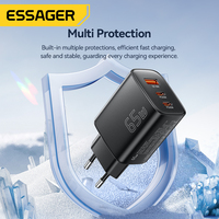 Chargeur mural ESSAGER US EU UK 3 ports 2C 1A USB PD 65W pour téléphone portable, charge rapide type C 65 W pour iPhone Oppo Vivo Xiaomi