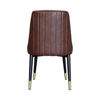 Chaise de salle à manger en cuir PU, style moderne et luxueux, rembourrée, couleur chocolat brun, avec pieds en métal noir, pour hôtel, café