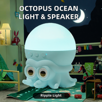 Lampe de projecteur de lumière LED Smart Home pour enfants pour haut-parleur Bluetooth motif d'ondulation de l'eau thème Octopus Ocean pour chambres bleues USB
