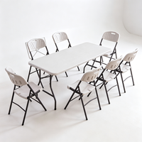 Ensemble de table et chaises pliantes en plastique blanc pour extérieur, directement de l'usine, design abordable